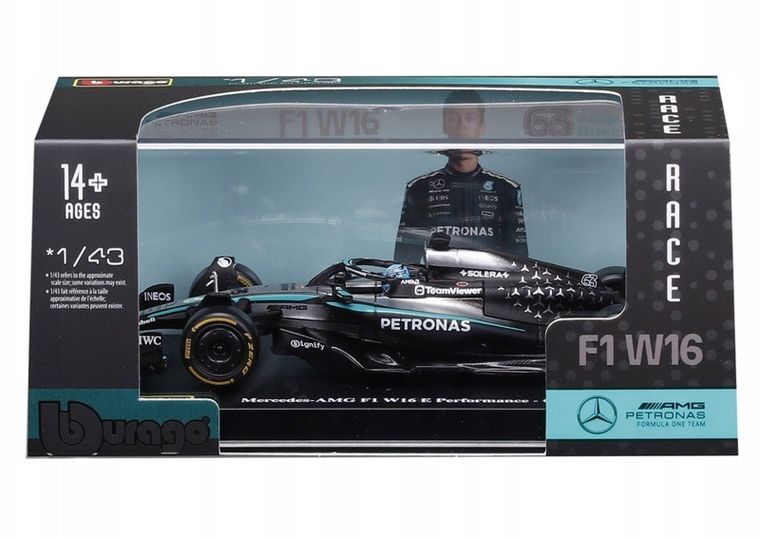 Bburago, Oracle Red Bull Racing, Mercedes AMG G.Russell, Bolid F1, model pojazdu, 1:43