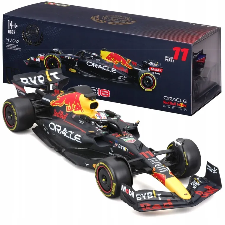 Bburago, Oracle Red Bull Racing Rb18 With Helmet Sergio Perez, Bolid F1, model pojazdu, 1:24