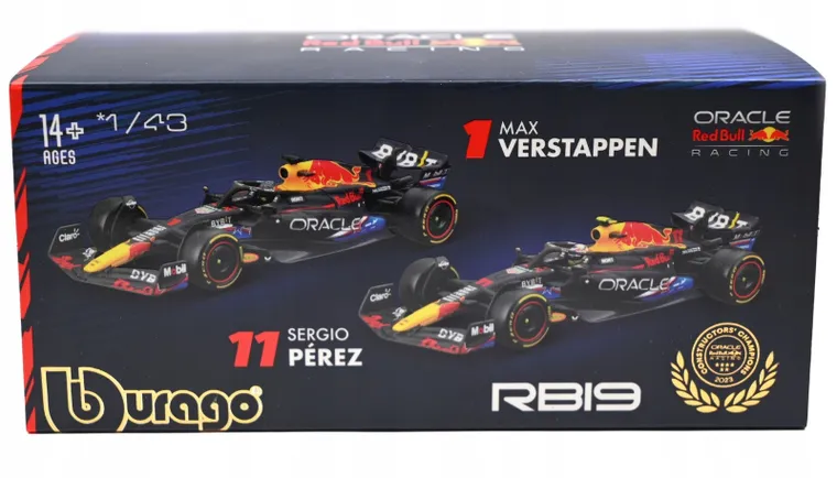 Bburago, Oracle Red Bull Racing, RB19, Max Verstappen Sergio Perez, Bolid F1, model pojazdu, 1:43