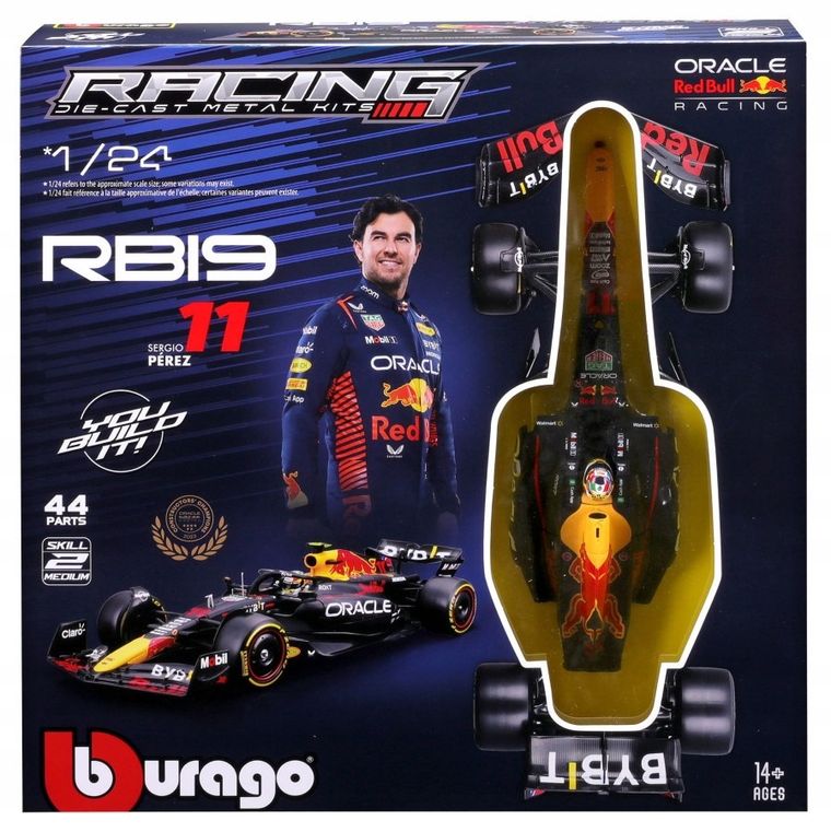 Bburago, Oracle Red Bull Racing Rb19 Perez, Bolid F1, model do składania, 1:24