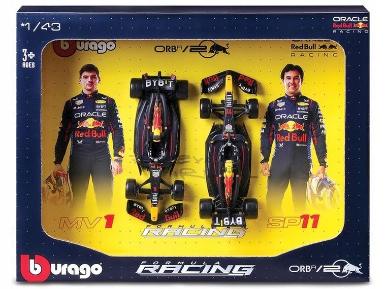 Bburago, Oracle Red Bull Racing, RB20 2024, modele pojazdów, 1:43, 2 szt.