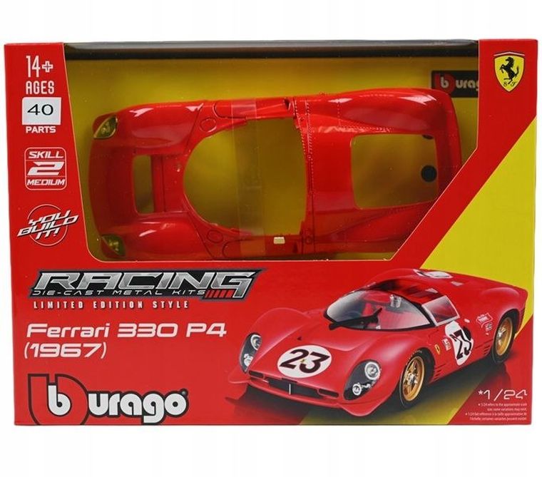 Bburago, Racing, Ferrari 330 P4 Daytona, model do składania, czerwony, 1:24