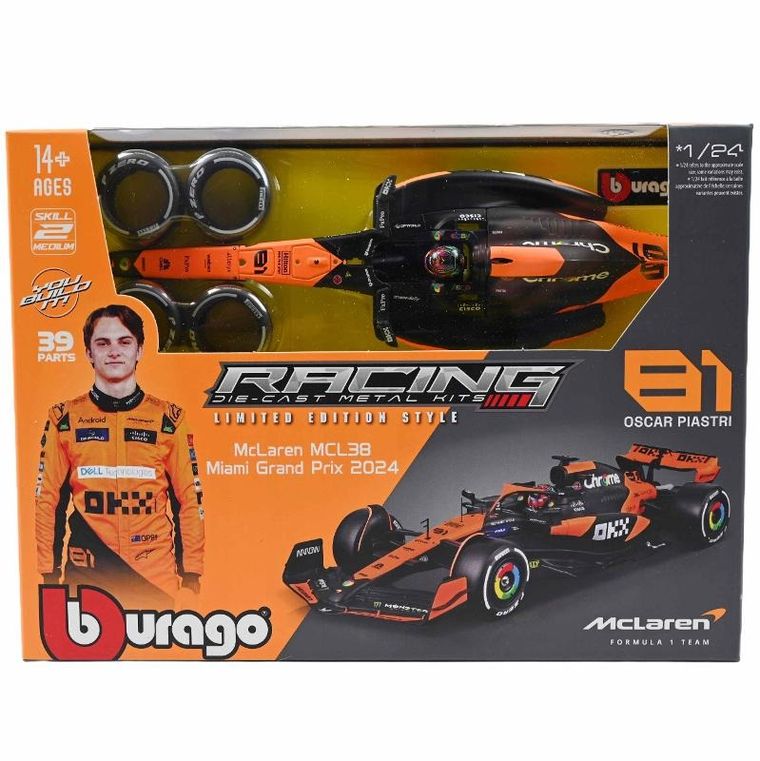 Bburago, Racing, McLaren MCL38 #81 Piastri, Bolid F1, model do składania, 1:24