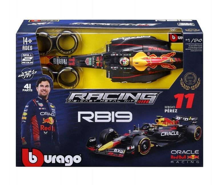 Bburago, Racing, Red Bull RB19 Sergio Perez, Bolid F1, model do składania, 1:24