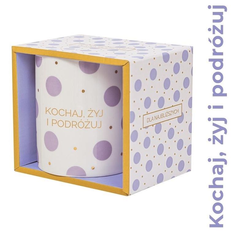 Be-Happy Gifts, kubek prezentowy, Kochaj, żyj i podróżuj