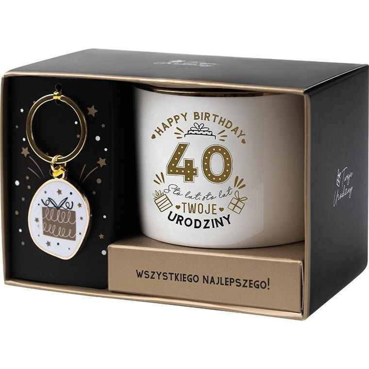 Be-Happy Gifts, zestaw prezentowy na 40 urodziny biało-złoty