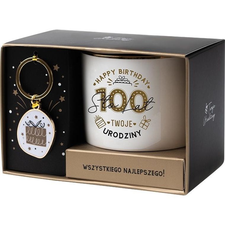 Be-Happy Gifts, zestaw prezentowy na urodziny 100 Lat biało-złoty