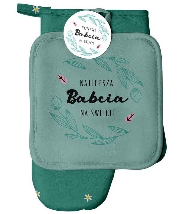 Be-Happy Gifts, zestaw rękawica kuchenna + łapka, Najlepsza Babcia