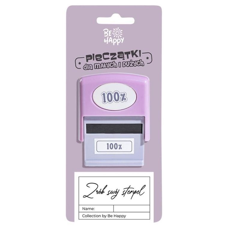 Be Happy, pieczątka z napisem, 100%