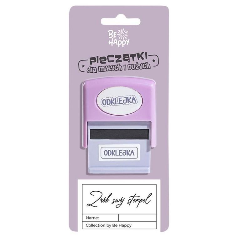 Be Happy, pieczątka z napisem, Odklejka