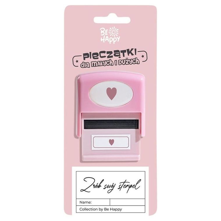 Be Happy, pieczątka z napisem, Serce