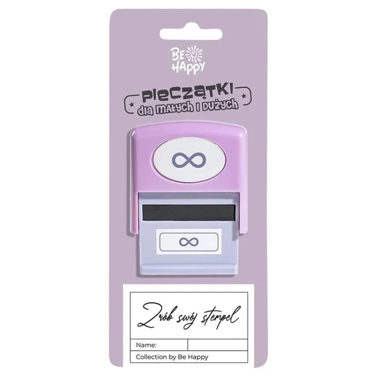Be Happy, pieczątka z napisem, Znak nieskończoności