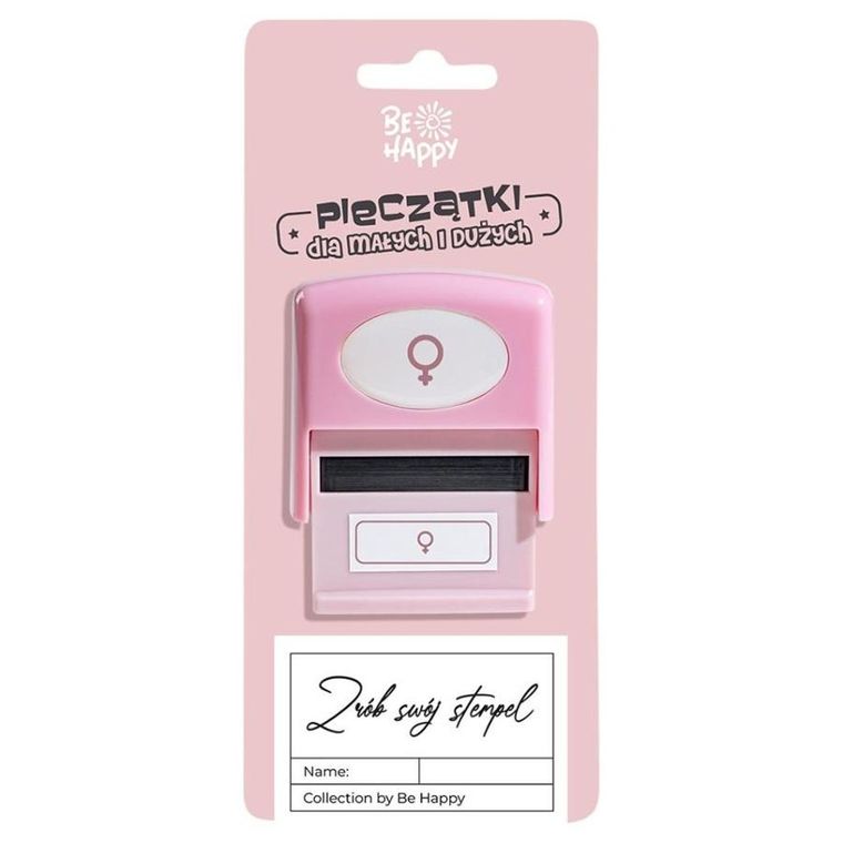 Be Happy, pieczątka z napisem, Znak żeński