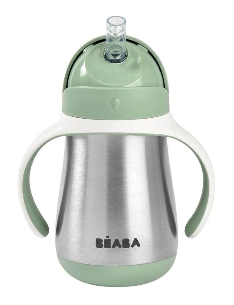 Beaba, bidon termiczny, ze słomką, sage green, 250 ml