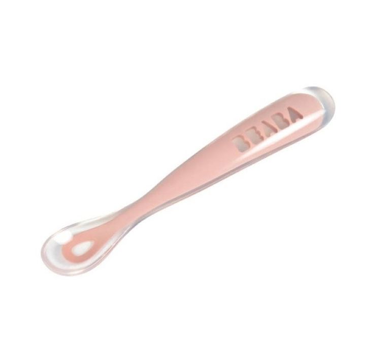 Beaba, łyżeczka silikonowa, old pink, 4m+