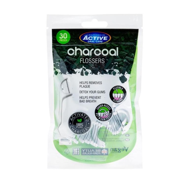 Beauty Formulas, Active Oral Care, nicio-wykałaczki z aktywnym węglem, 30 szt.