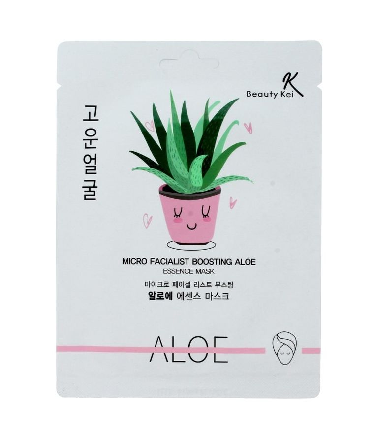 Beauty Kei, Aloe, maseczka na płacie, kojąco-nawilżająca, 1 szt.