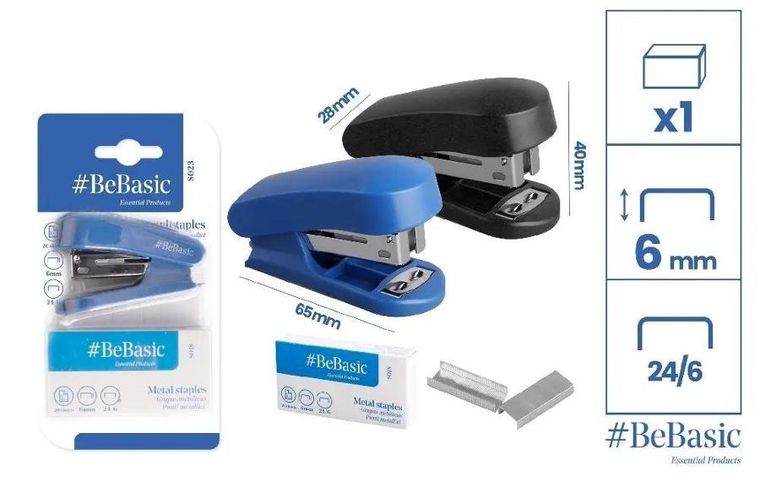 Bebasic, zszywacz mini + zszywki, 24/6, 1 szt.