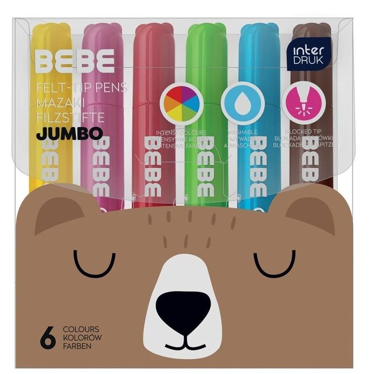 Bebe Friends, Jumbo, flamastry, 6 kolorów