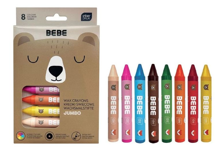 Bebe Friends, kredki świecowe jumbo, 8 kolorów