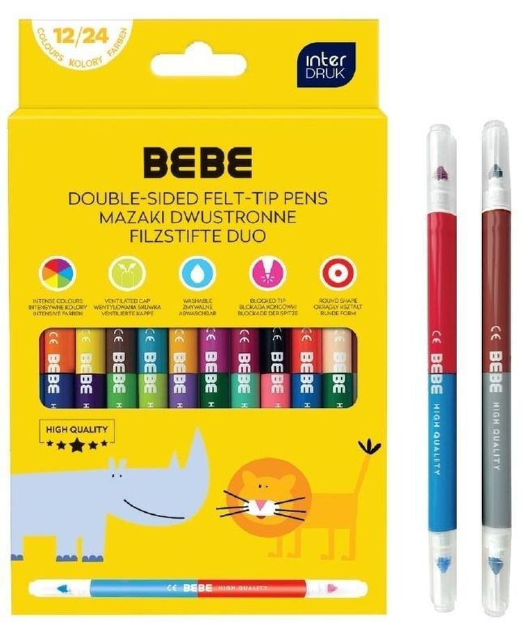 Bebe, Kids, flamastry dwustronne, 24 kolory