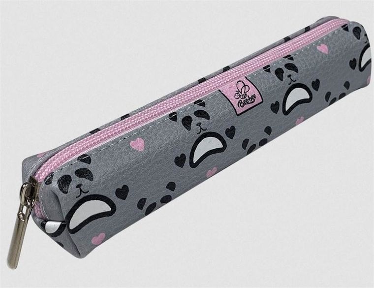 Bee-bee, piórnik mini, prostokąt, Pandy, grey