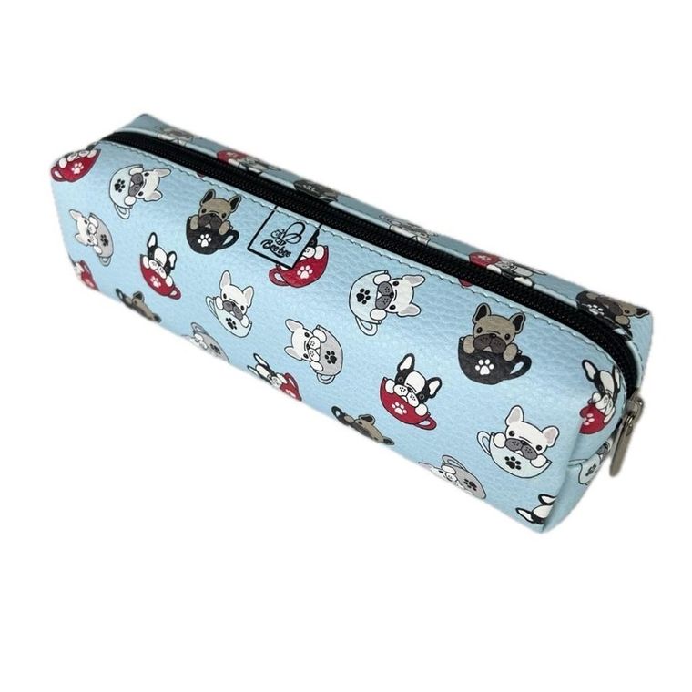 Bee-bee, piórnik, prostokąt, kostka, Buldogi blue