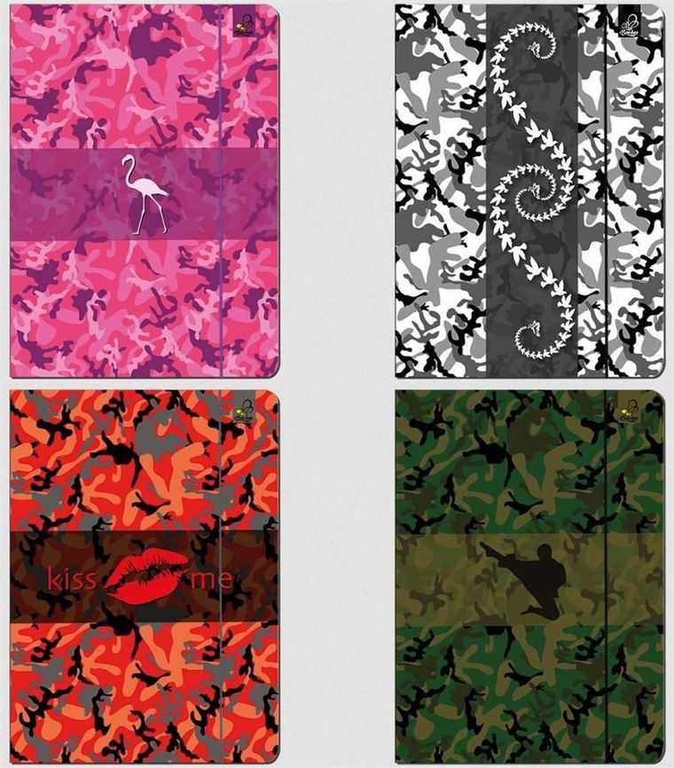 Bee-bee, teczka, A4, z gumką, kamuflaż, 1 szt.