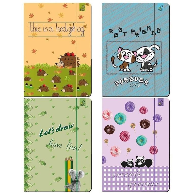 Bee-bee, teczka, A4, z gumką, zwierzaki, 1 szt.