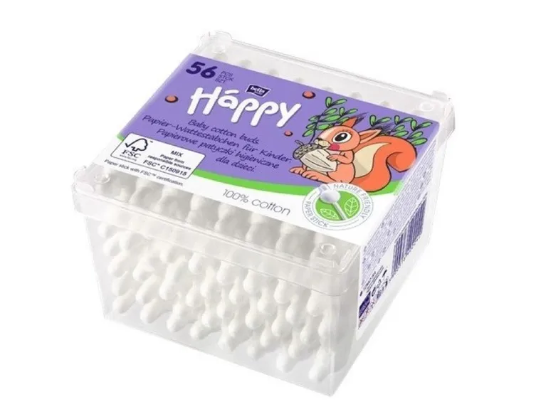 Bella, Baby Happy, papierowe patyczki dla dzieci, 56 szt.