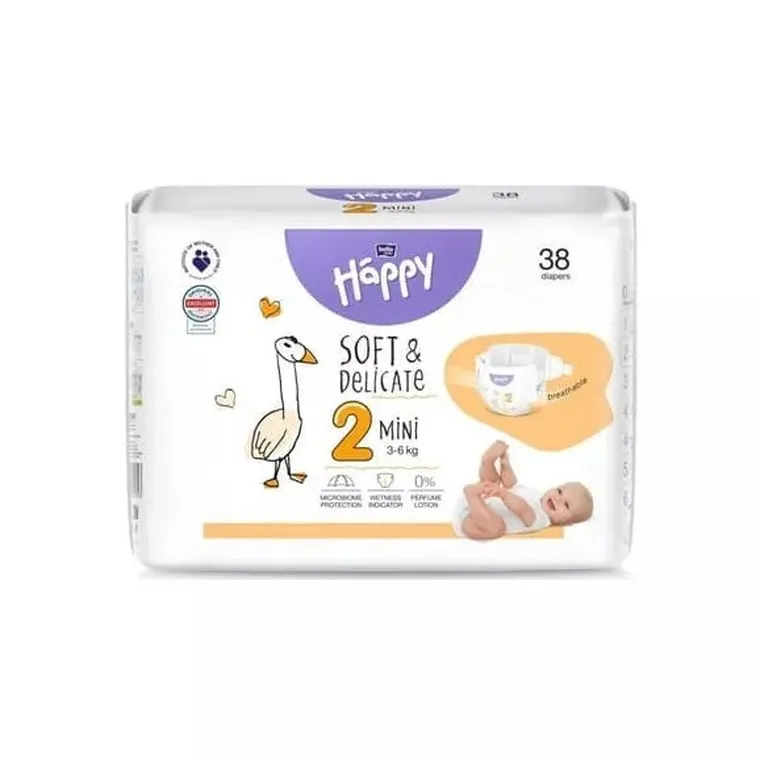 Bella, Baby Happy, pieluszki jednorazowe, rozmiar 2 mini, 3-6 kg, 38 szt.