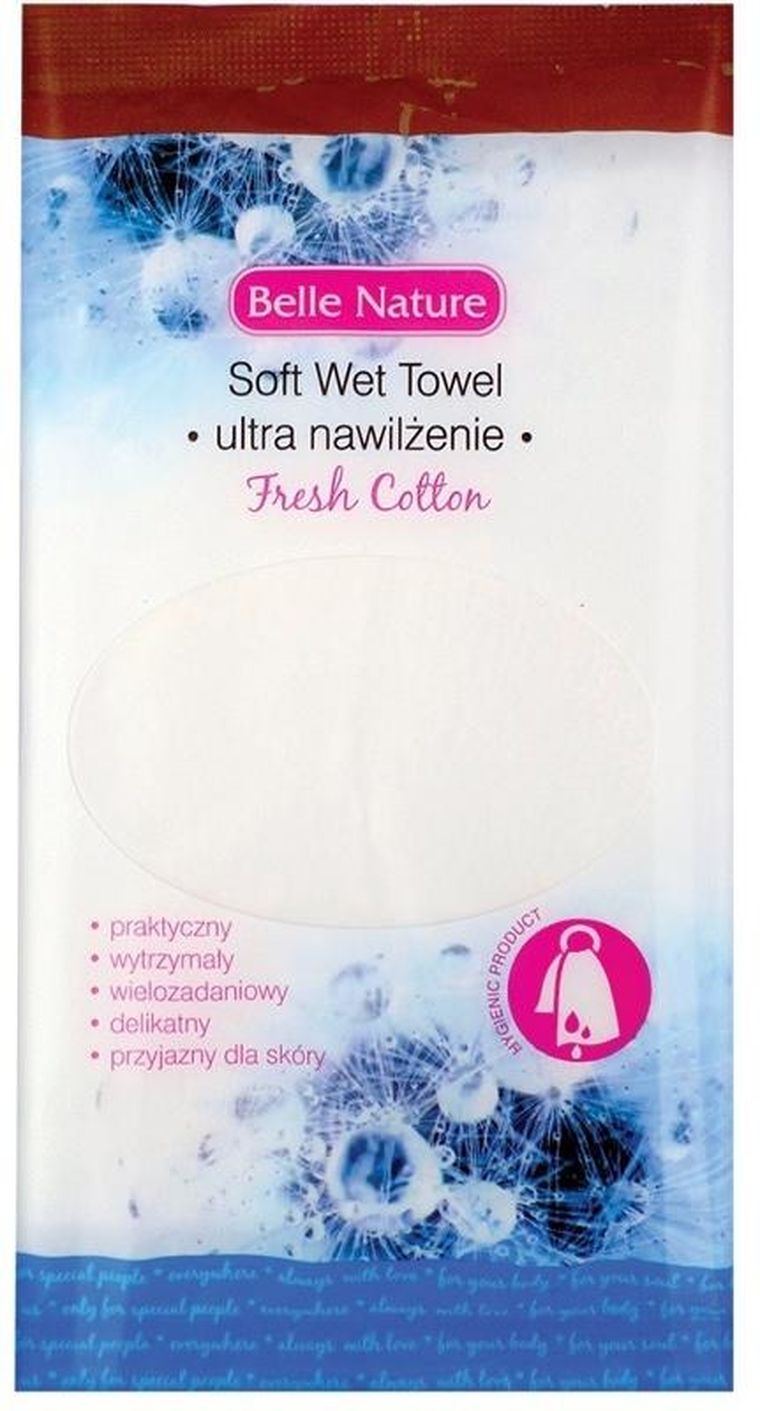 Belle Nature, mokry ręcznik z mikrofibry, fresh cotton, 1 szt.