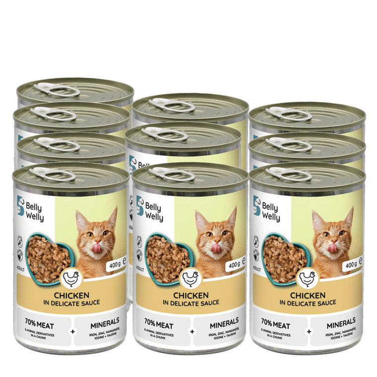 Belly welly, Standard, mokra karma dla kota z kurczakiem, 400g, 10 szt.