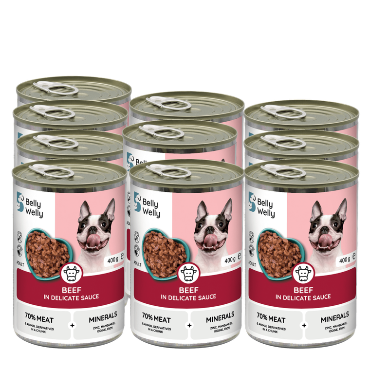 Belly welly, Standard, mokra karma dla psa z wołowiną, 400g, 10 szt.