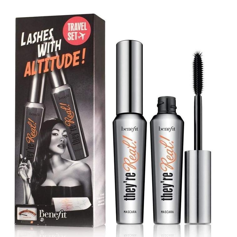 Benefit, Lashes With Altitude Travel Set, zestaw, wydłużający tusz do rzęs, Black, 2-8.5 g