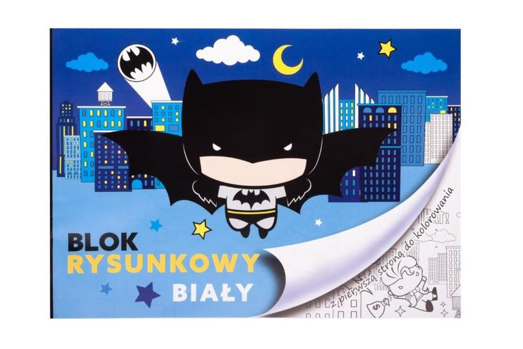 Beniamin, Batman, blok rysunkowy, A4, 20 kartek, biały
