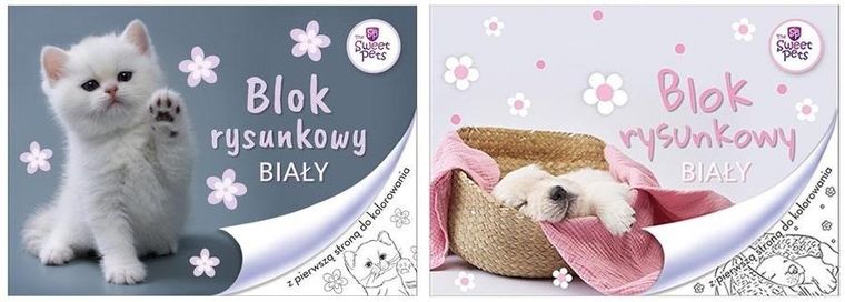 Beniamin, blok rysunkowy A4, 20 kartek, biały, The sweet pets