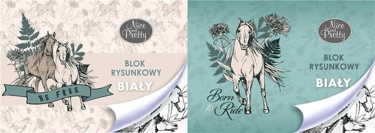 Beniamin, blok rysunkowy, biały, A4, 20 kartek, Nice&Pretty, konie