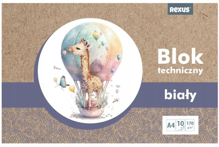 Beniamin, blok techniczny A4, 10 kartek, biały, Kraft Liner