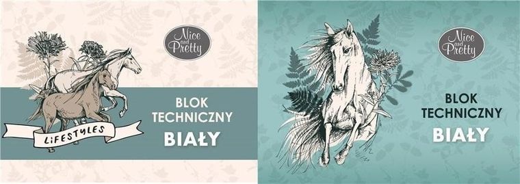 Beniamin, blok techniczny, biały, A4, 10 kartek, Nice&Pretty, konie