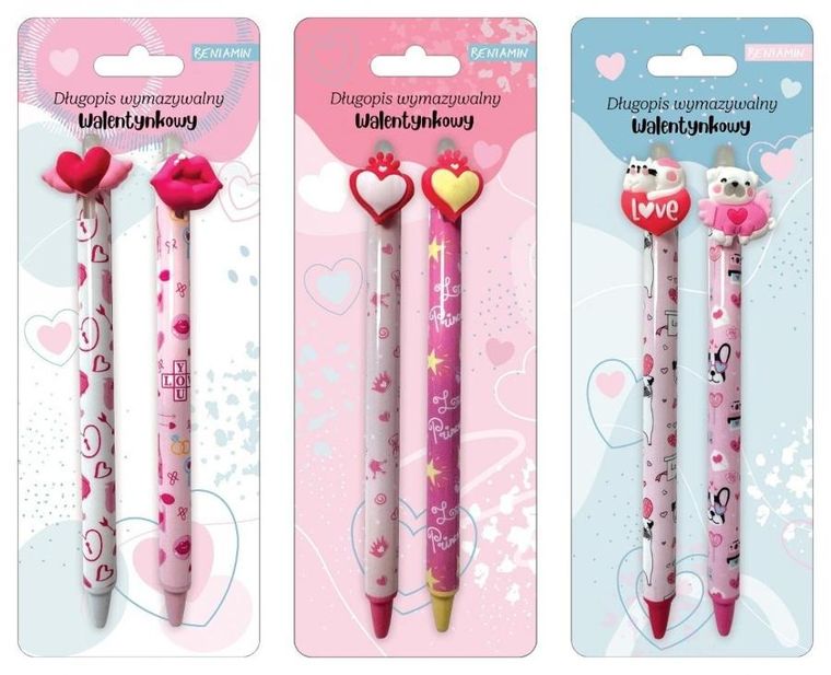 Beniamin, długopis wymazywalny, walentynki, 2 szt.