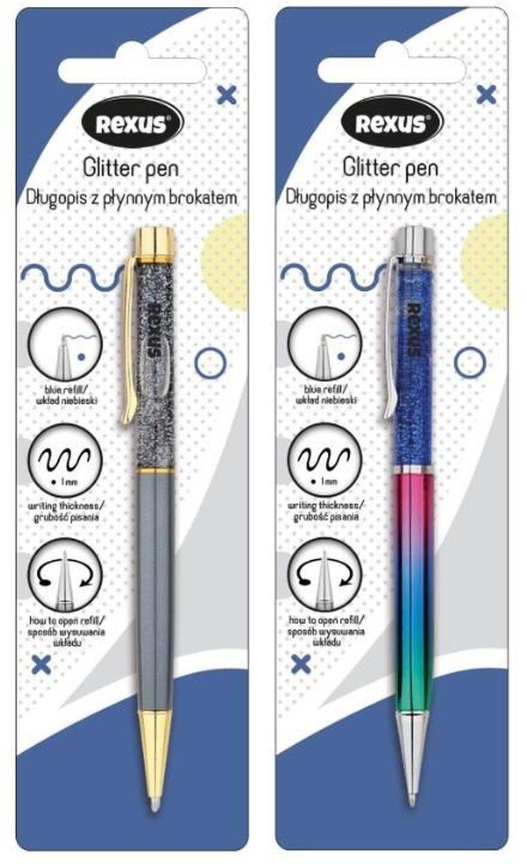 Beniamin, długopis z płynnym brokatem
