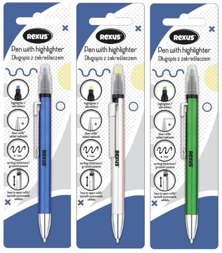 Beniamin, długopis z zakreślaczem