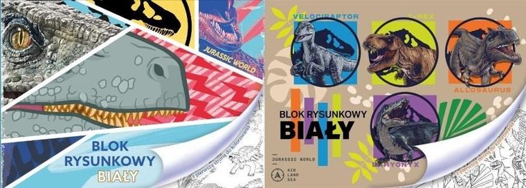 Beniamin, Jurassic World, blok rysunkowy, biały, A4, 20 kartek, 1 szt.