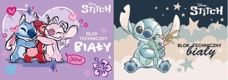 Beniamin, Lilo i Stitch, blok techniczny, biały, A4, 10 kartek, 1 szt.