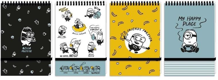 Beniamin, Minionki, kołonotes zamykany na gumkę, A6, 96 kartek, kratka, 1 szt.