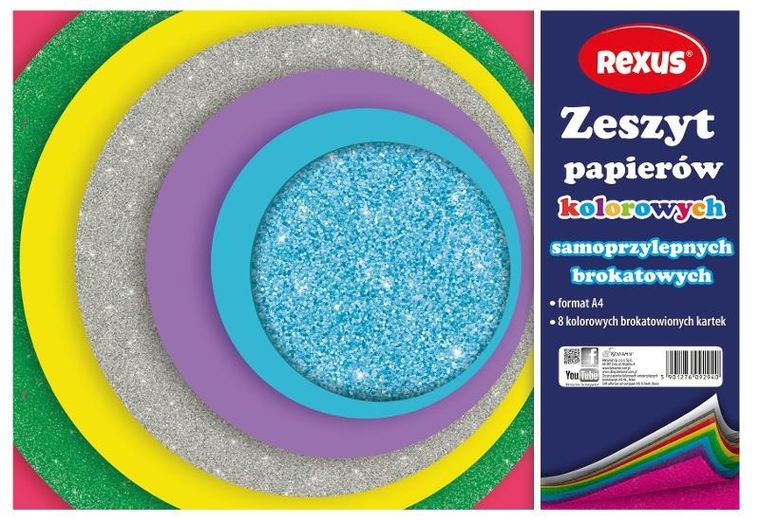 Beniamin, papier kolorowy samoprzylepny, brokat, A4/8k