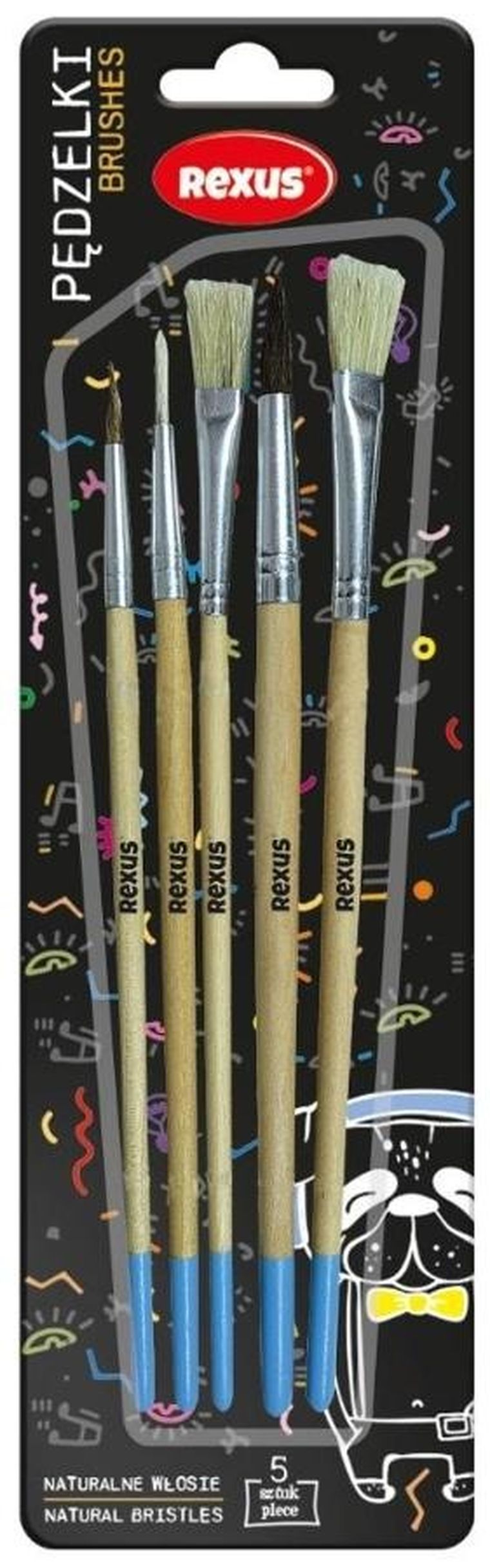 Beniamin, pędzelki z naturalnego włosia, 5 szt.