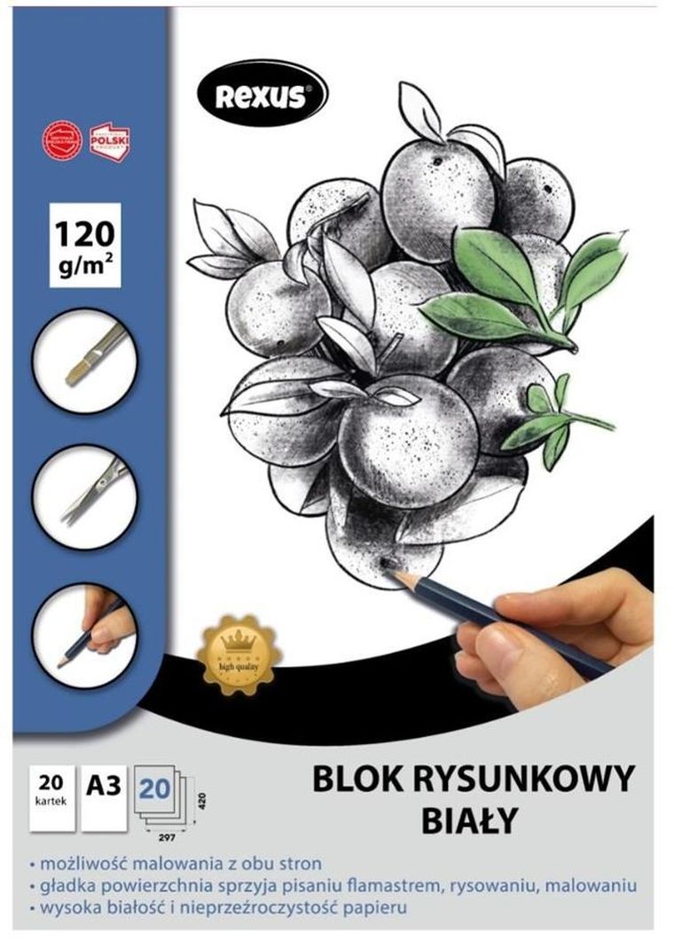 Beniamin, Premium, blok rysunkowy, biały, A3, 20 kartek