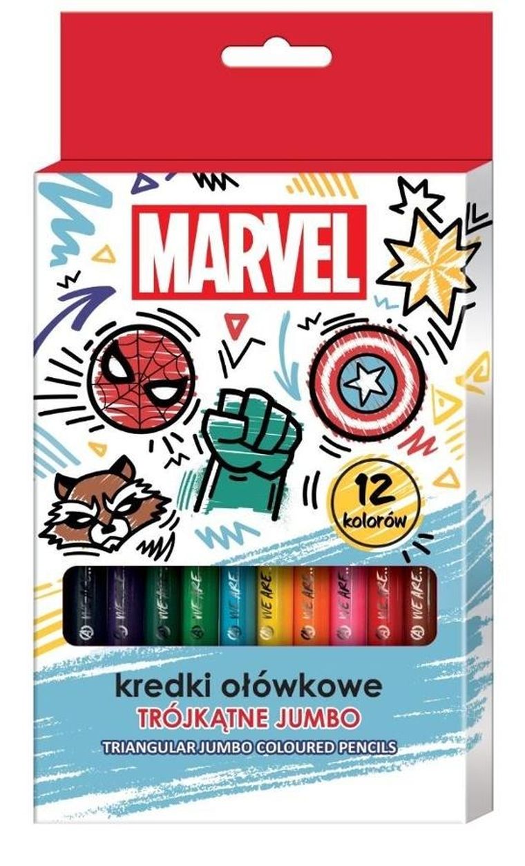 Beniamin, The Avengers, Jumbo, kredki ołówkowe trójkątne, 12 kolorów